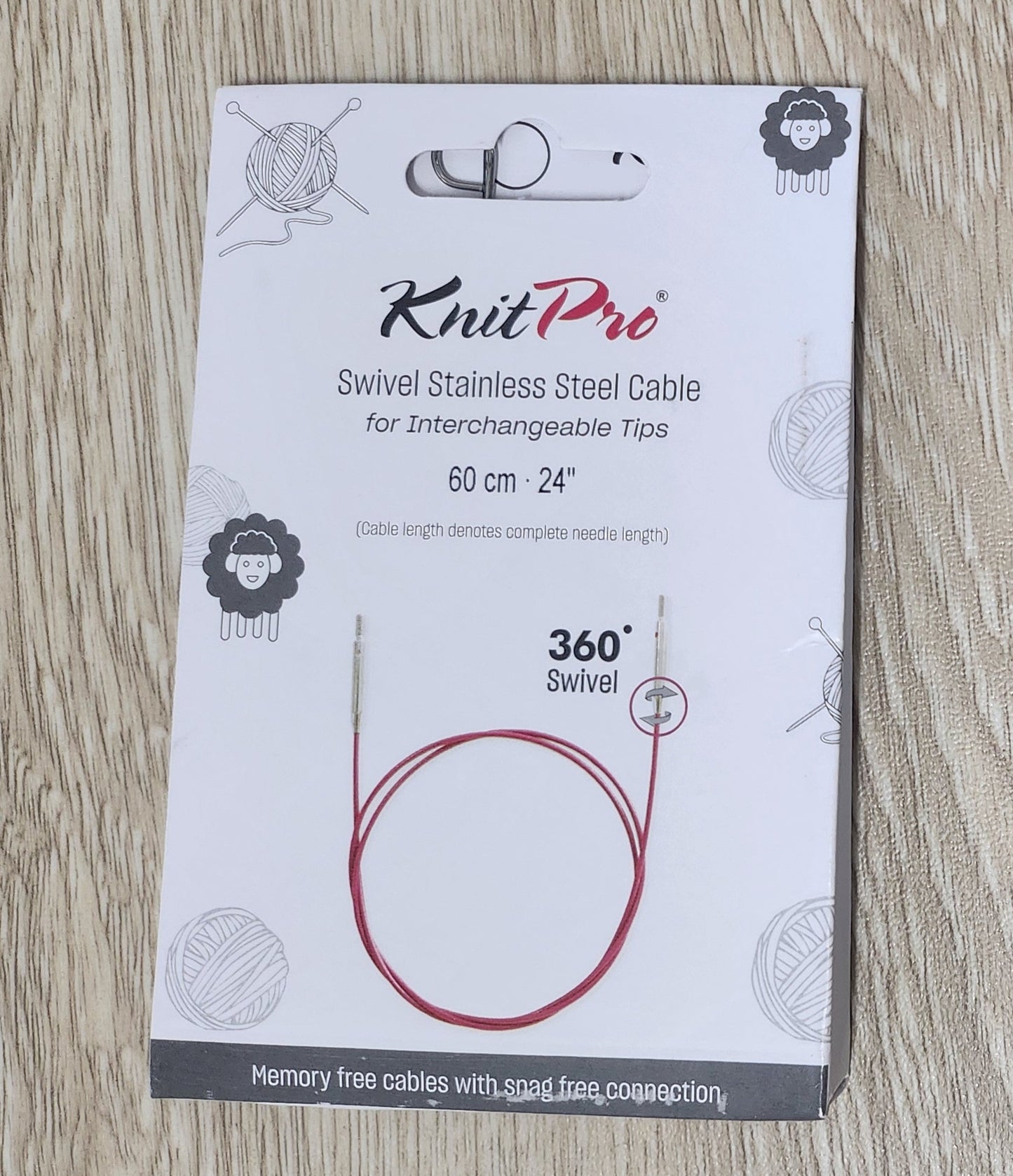 KnitPro cable  packaging on a wooden surface