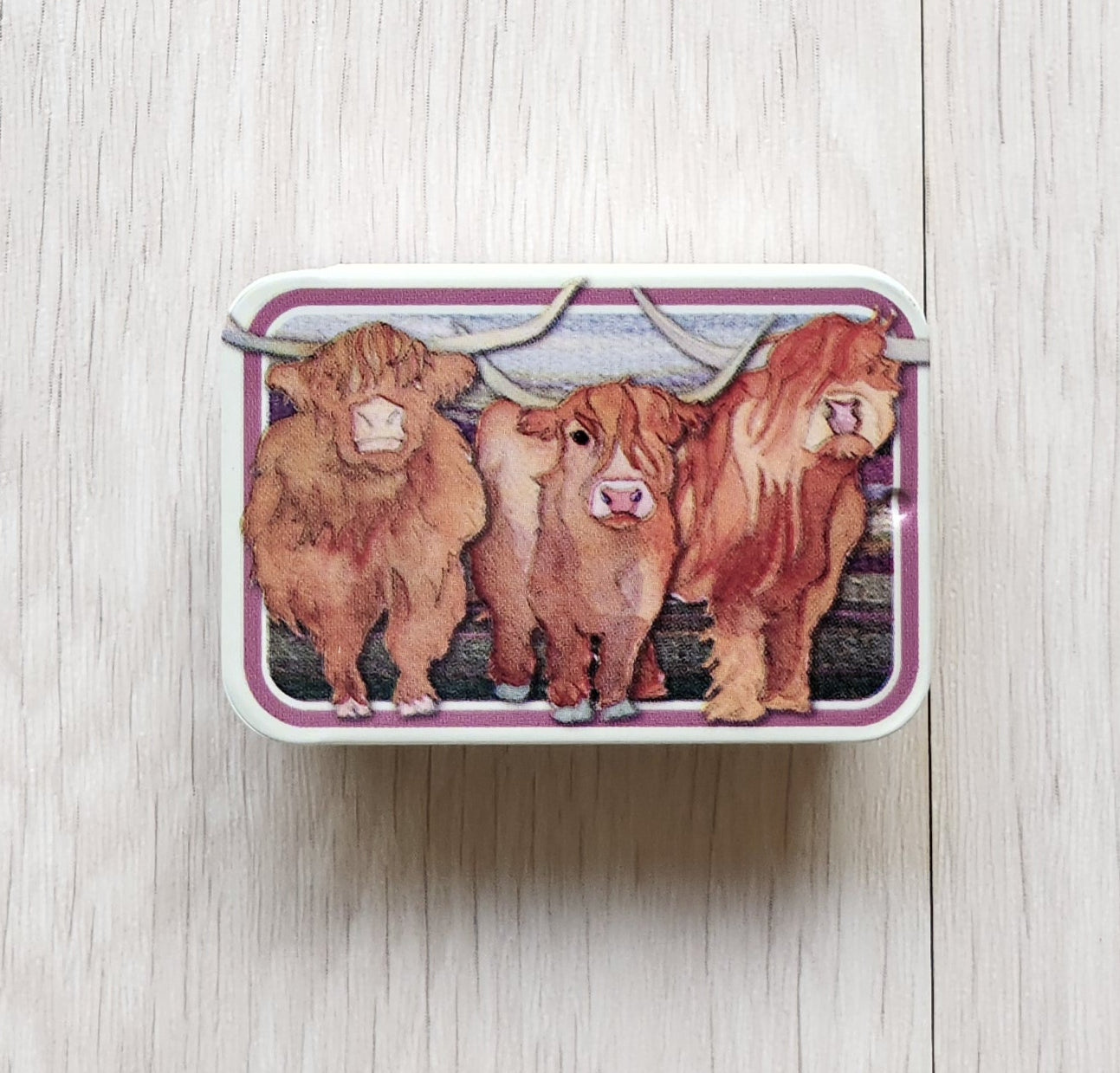 highland coos tin small for notions and trinkets emma ball