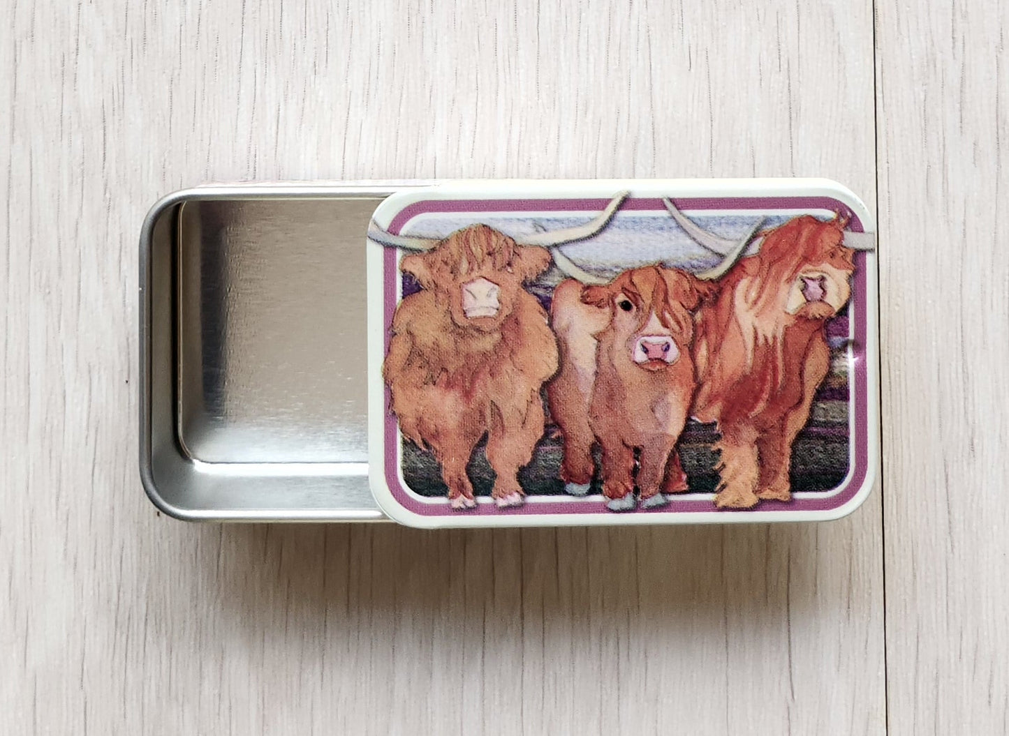 highland coos tin small for notions and trinkets emma ball