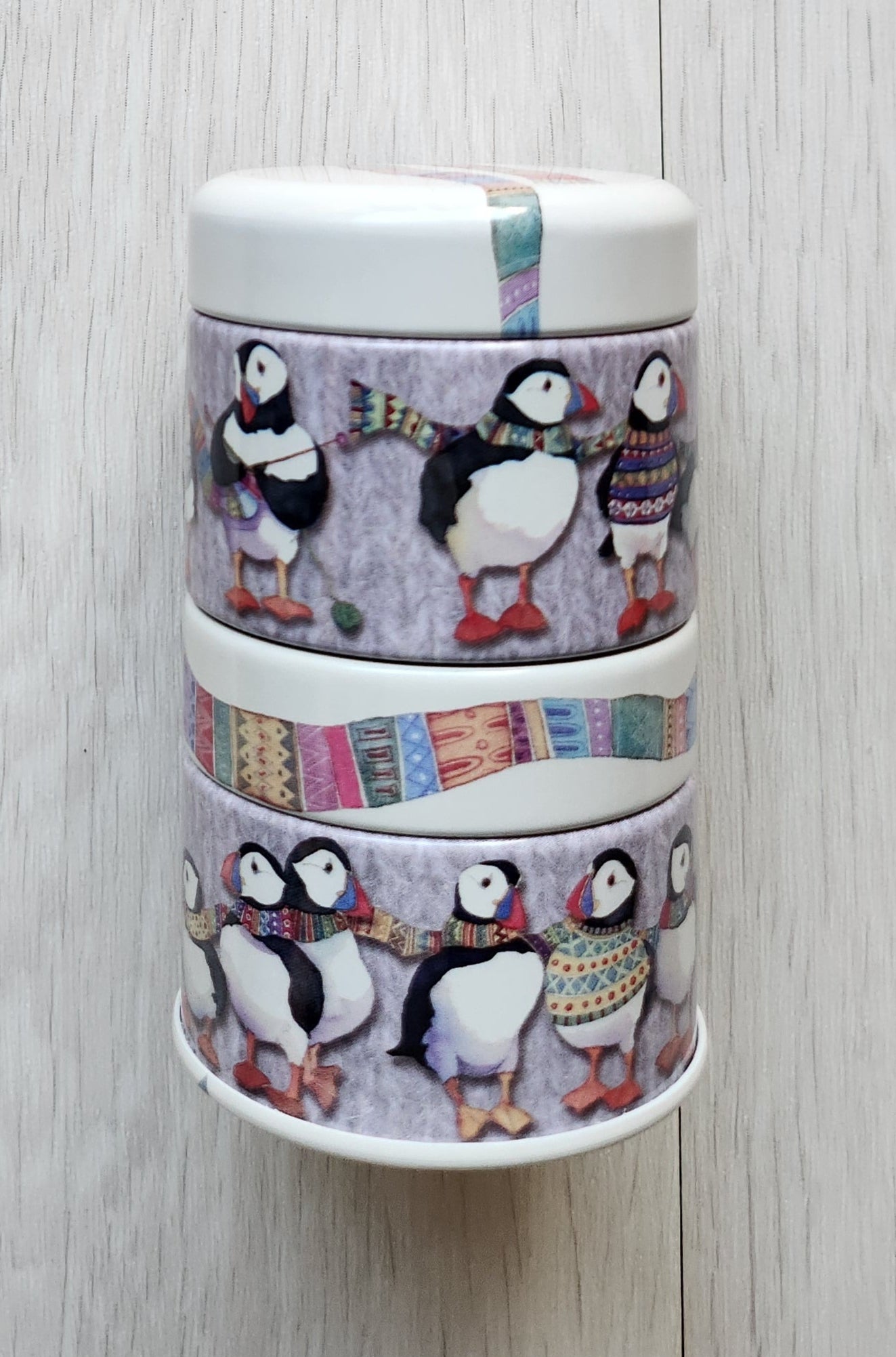 Wooly Puffin trinket and notions tin Emma Ball