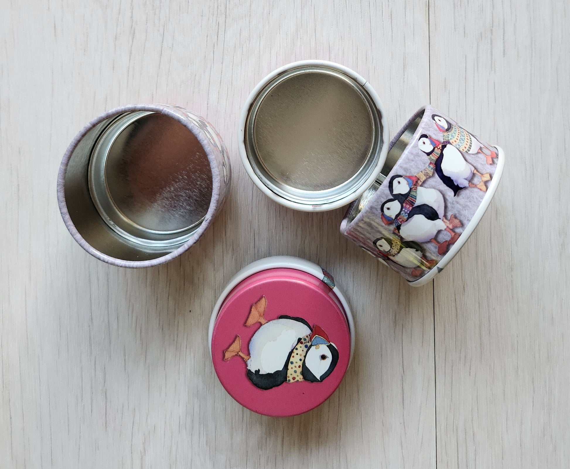 Wooly Puffin trinket and notions tin Emma Ball