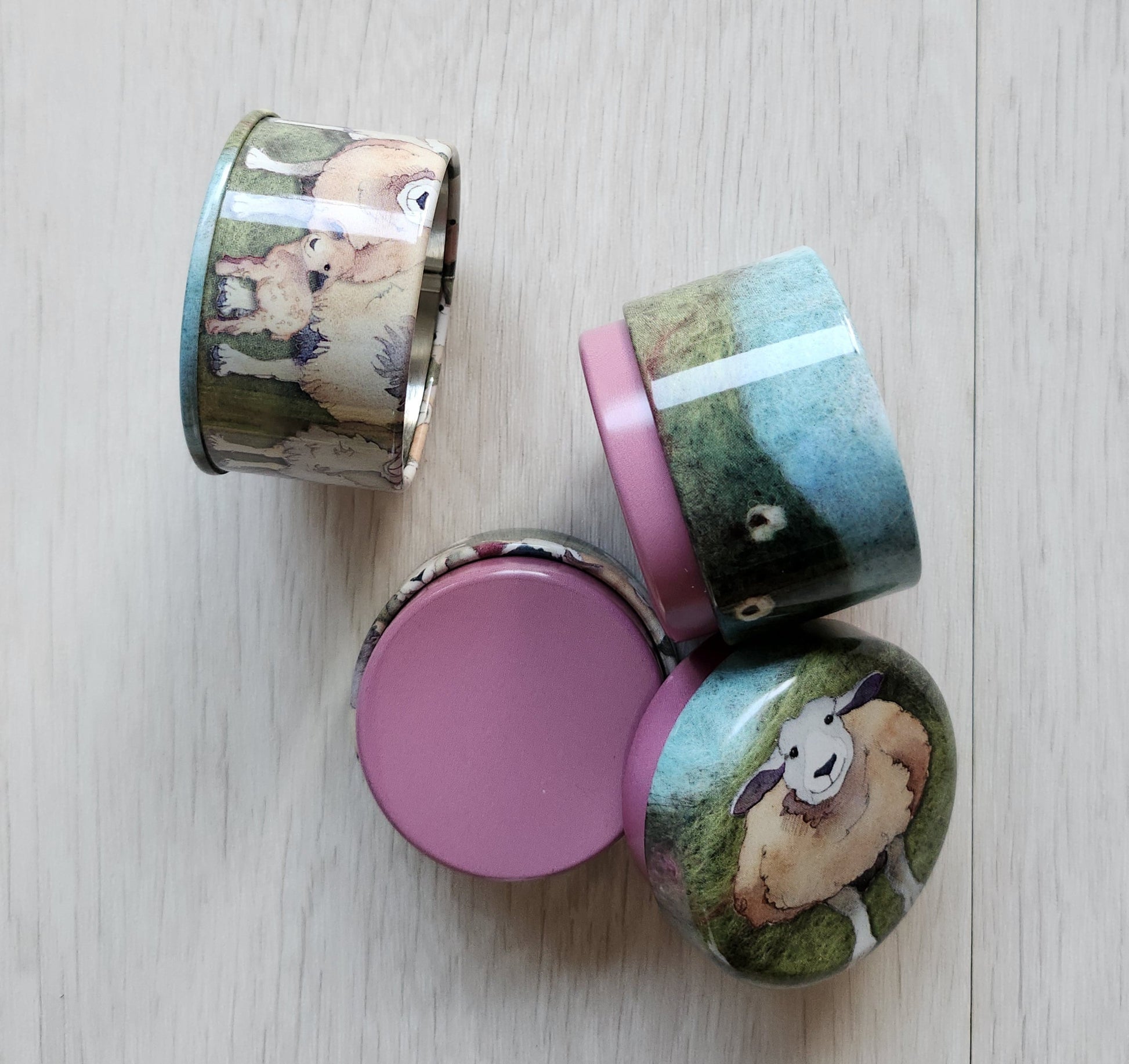 emma ball stacking tin felted sheep for notions and trinkets