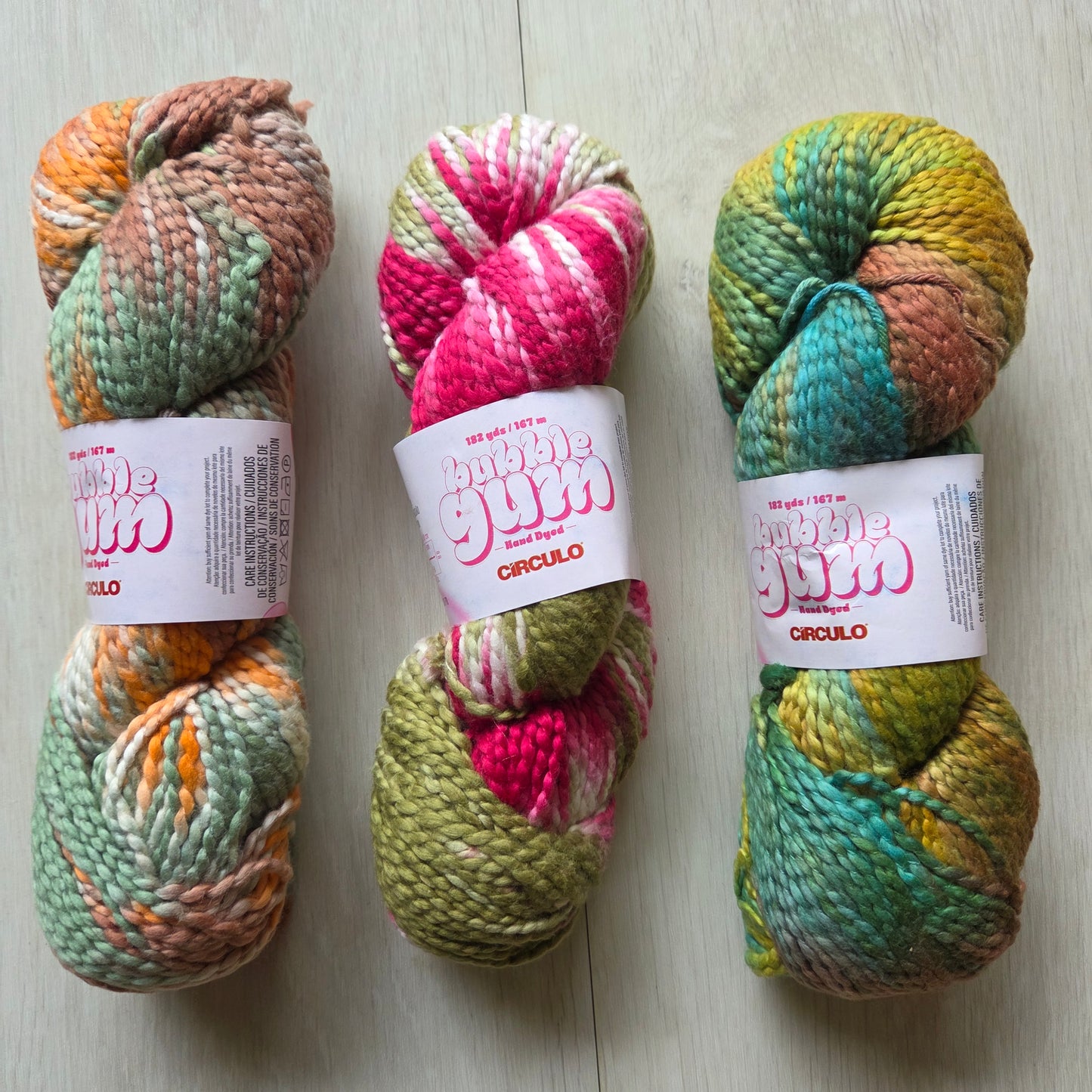 Circulo Bubblegum hand dyed yarn from Brazil.