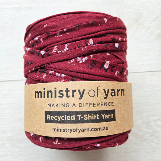 Burgundy Leaves T-shirt Yarn