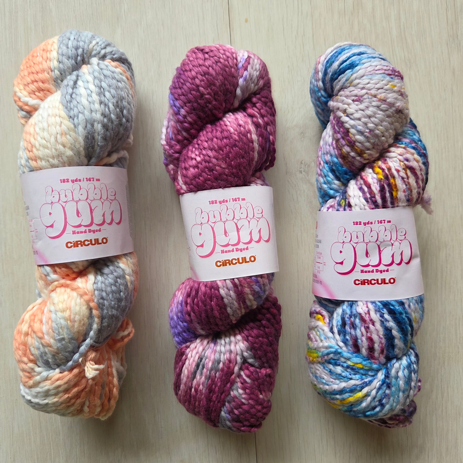 Circulo Bubblegum hand dyed yarn from Brazil.