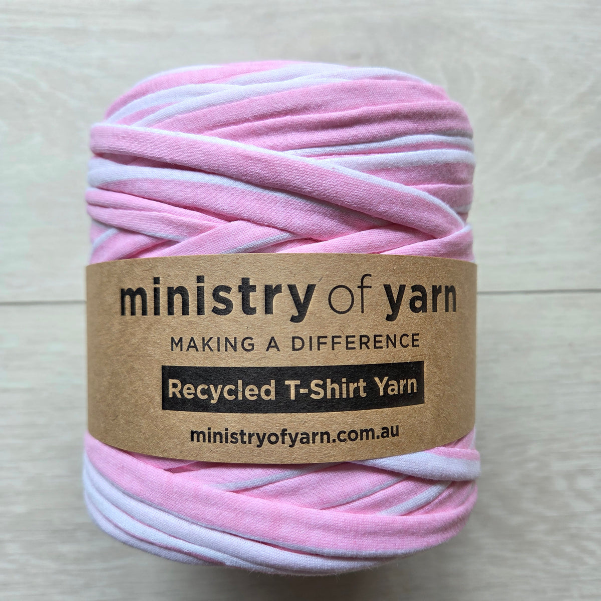 Pink and White Stripes T-shirt Yarn - Seconds Quality