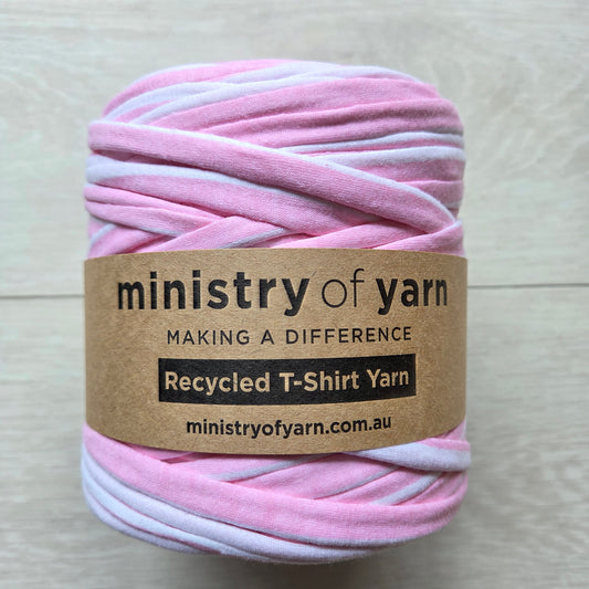 Pink and White Stripes T-shirt Yarn - Seconds Quality